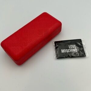 Love Moschino Red Allover Branding Glasses/Sunglasses Case with Lens Cloth NWOT